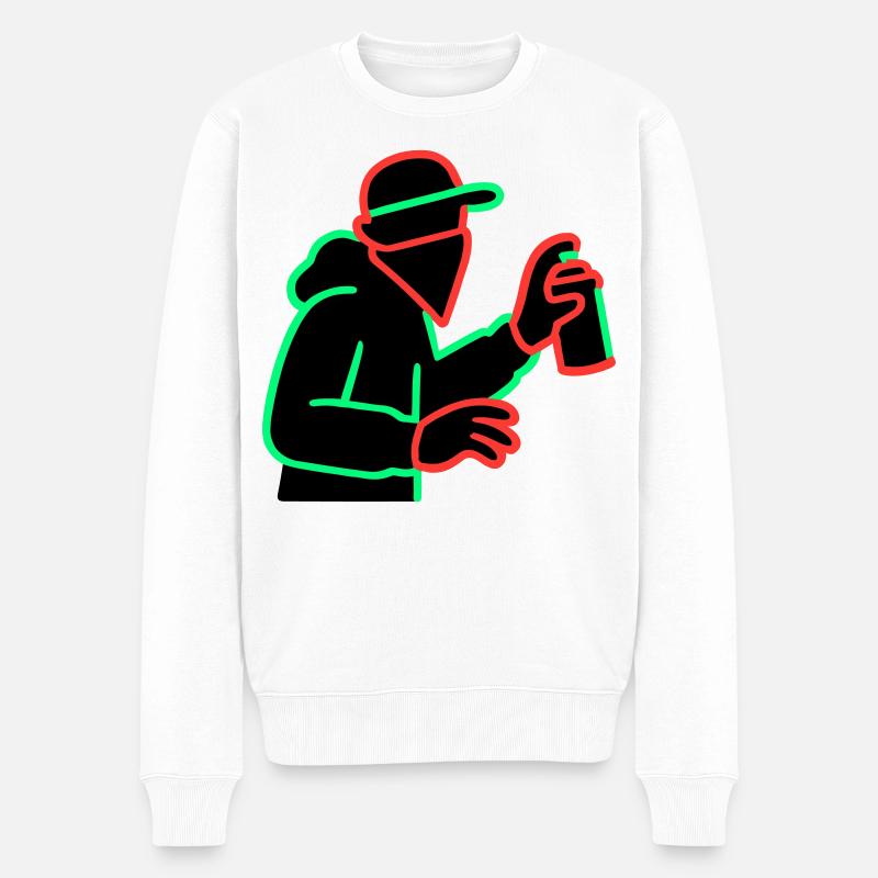 Pulvérisateur de graffitis au néon Silhouette - Pull Premium bio Homme - blanc