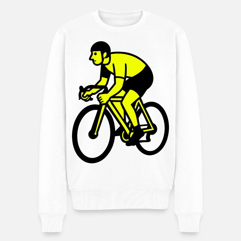 Neonrad Silhouette Radfahrer - Männer Premium Bio Pullover - Weiß
