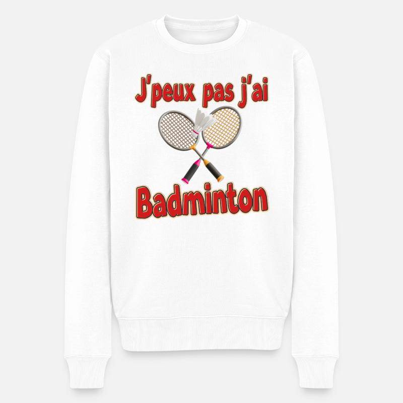 Ich kann nicht Badminton haben - Männer Premium Bio Pullover - Weiß