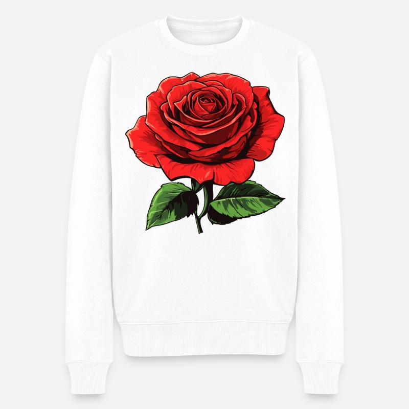 rote blume - rose - Männer Premium Bio Pullover - Weiß