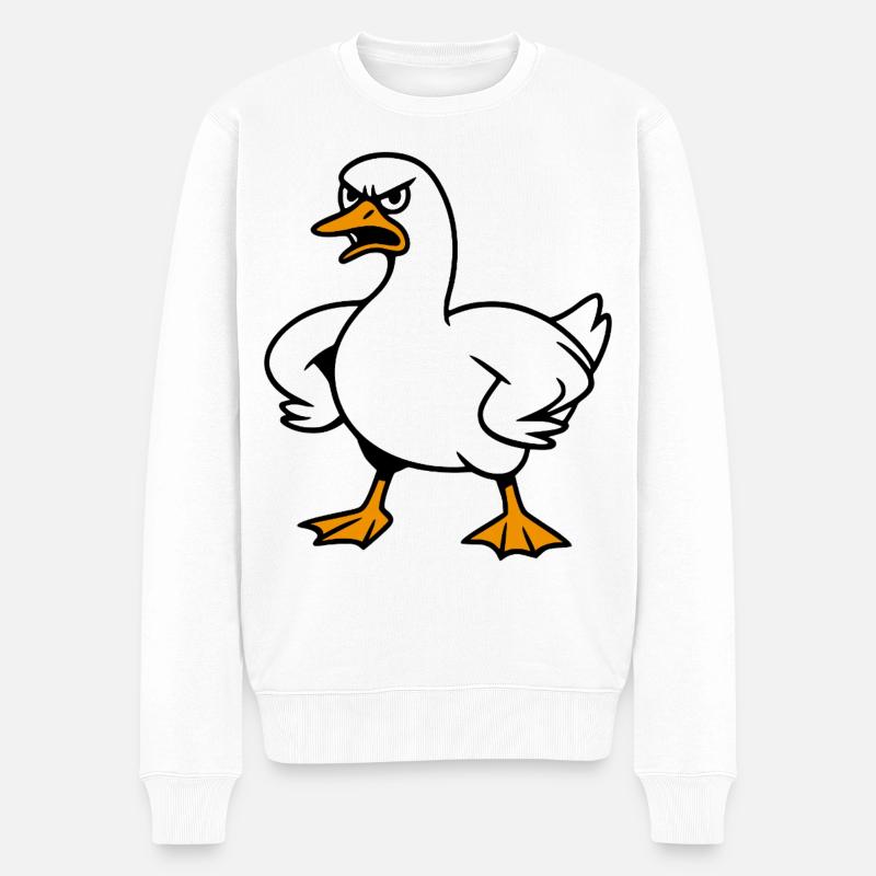 Wütende Gans - Männer Premium Bio Pullover - Weiß