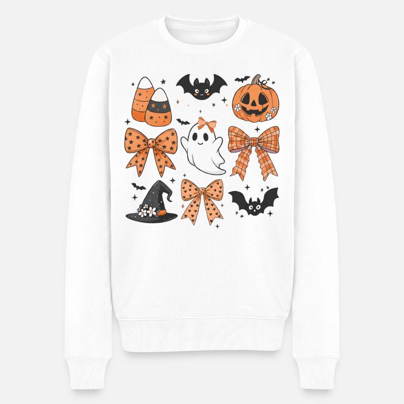 Halloween gruselig - Männer Premium Bio Pullover - Weiß