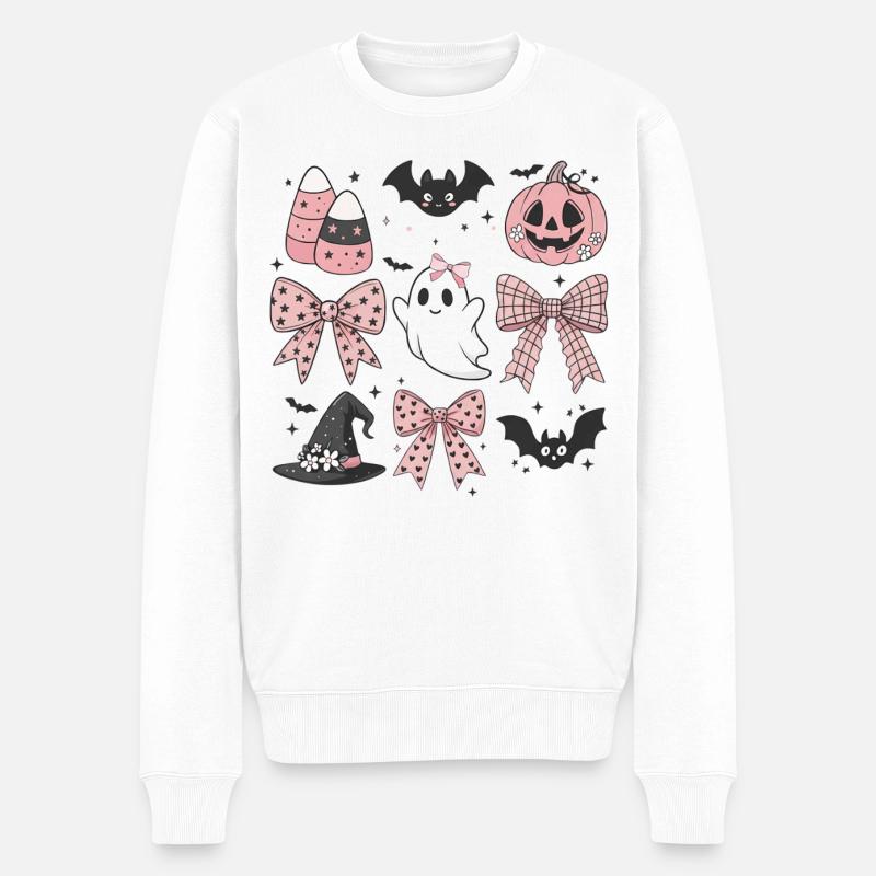 Halloween gruselig - Männer Premium Bio Pullover - Weiß