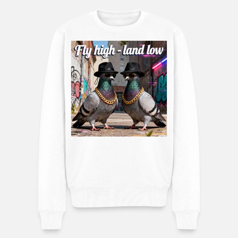Streetstyle Tauben-Duo - Männer Premium Bio Pullover - Weiß