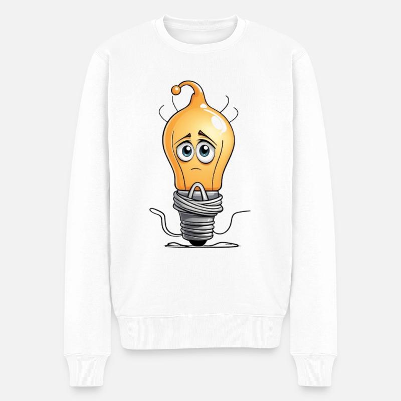 Traurige Glühbirne Karikatur - Männer Premium Bio Pullover - Weiß