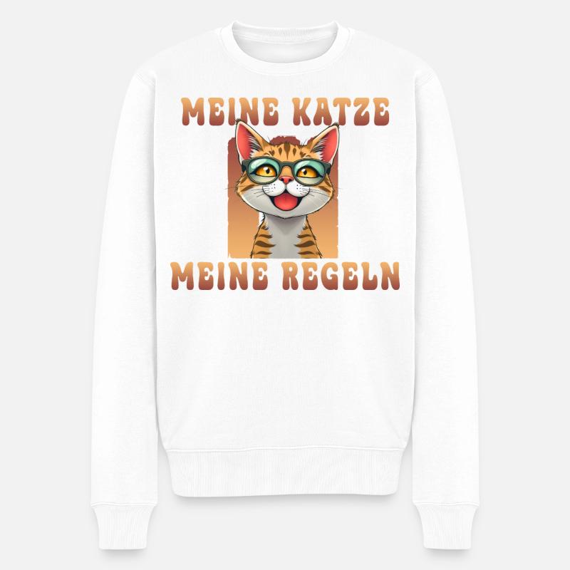 Meine Katze Meine Regeln - Männer Premium Bio Pullover - Weiß