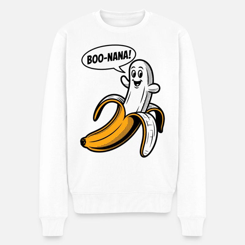 Boonana Halloween Banane - Männer Premium Bio Pullover - Weiß