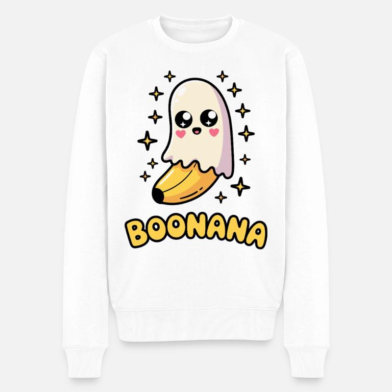Boonana Halloween Banane - Männer Premium Bio Pullover - Weiß