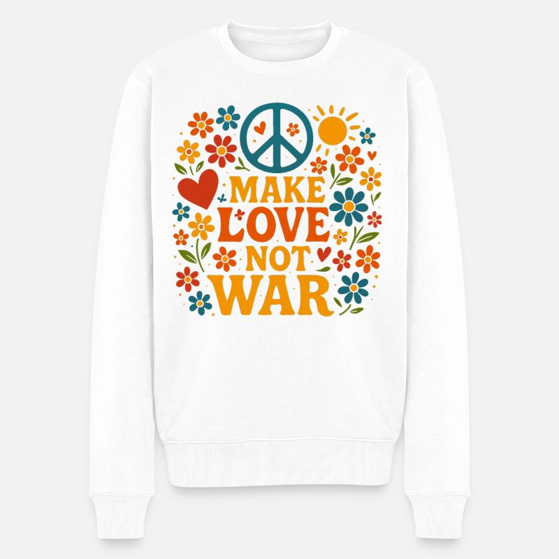 Für Frieden - gegen Krieg | Friedensbotschaft - Männer Premium Bio Pullover - Weiß