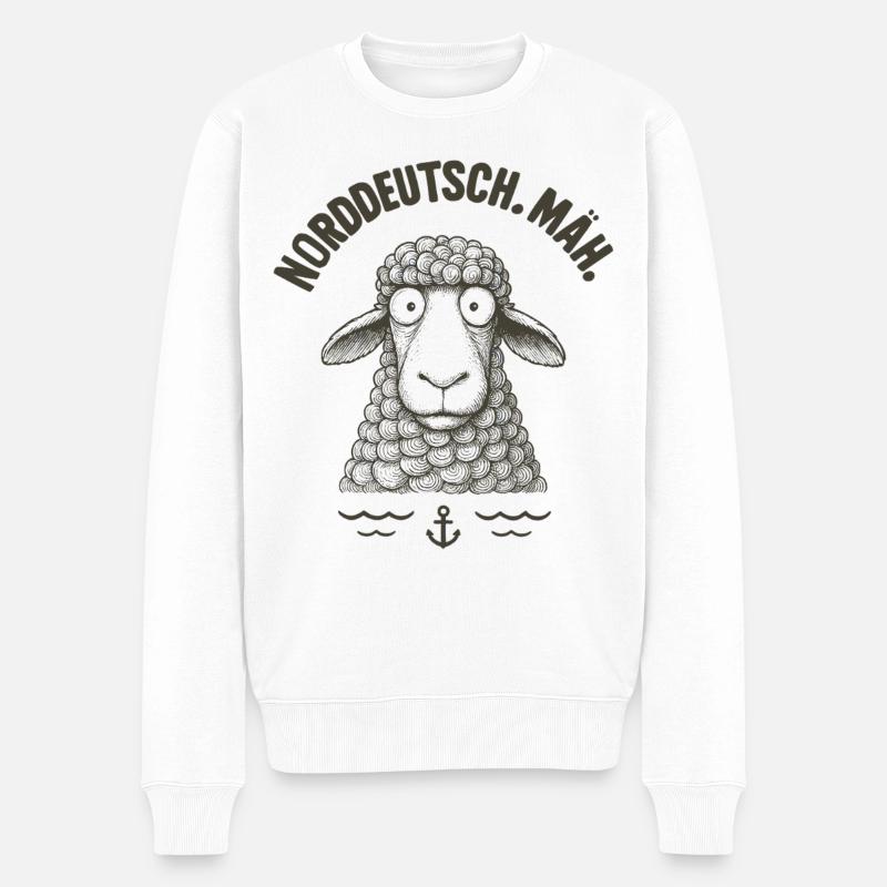 Nordeutsch Mäh Schaf  - Männer Premium Bio Pullover - Weiß