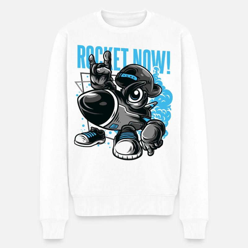 JETZT RAKETE - Männer Premium Bio Pullover - Weiß