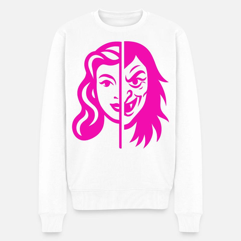 Contraste du visage divisé - Pull Premium bio Homme - blanc