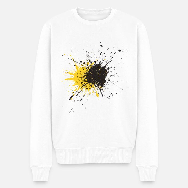 Art Splash Jaune Noir Splash - Pull Premium bio Homme - blanc