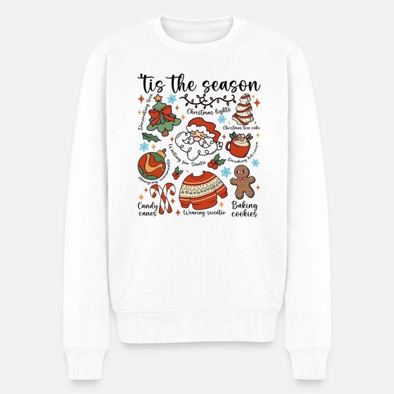 Hyggelig jule Doodle Parade - Økologisk premium-sweatshirt til mænd - hvid
