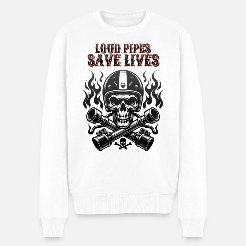 Loud Pipes Save Lives - Männer Premium Bio Pullover - Weiß