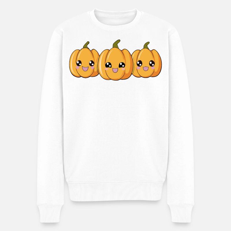 Trois citrouilles heureuses - Trio - Pull Premium bio Homme - blanc