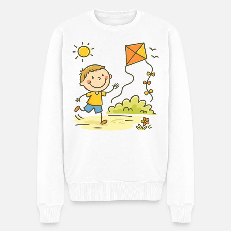 Sunny Day Kite Joy Kid - Männer Premium Bio Pullover - Weiß