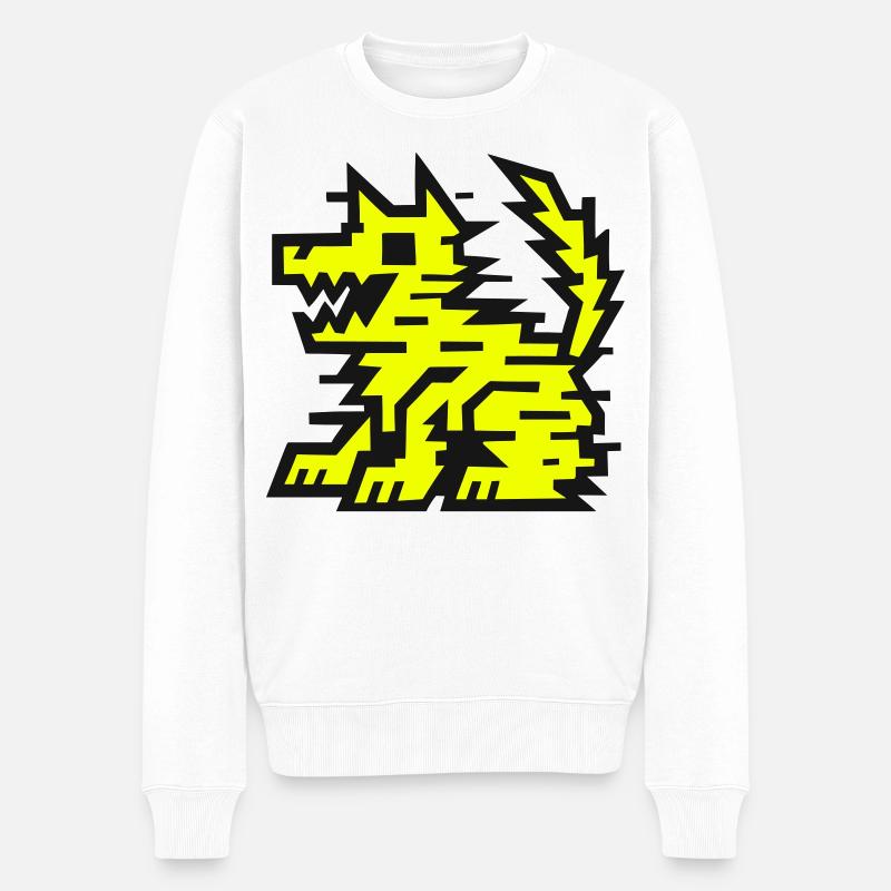 Glitch Neon Dog - Männer Premium Bio Pullover - Weiß