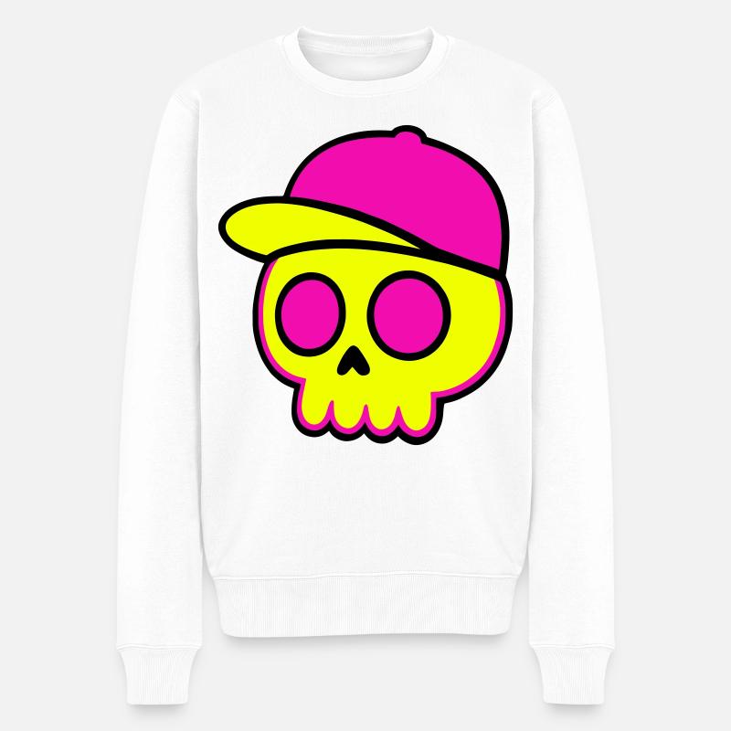 Conception de calotte crânienne néon - Pull Premium bio Homme - blanc