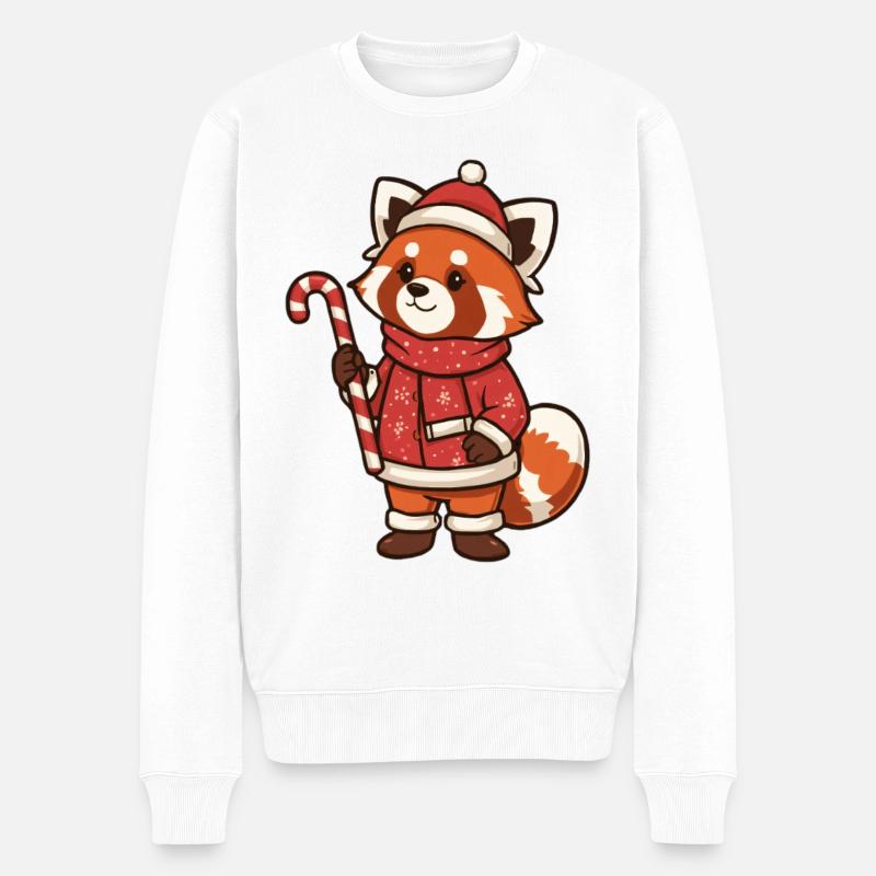 Winterpanda mit Zuckerstange - Männer Premium Bio Pullover - Weiß
