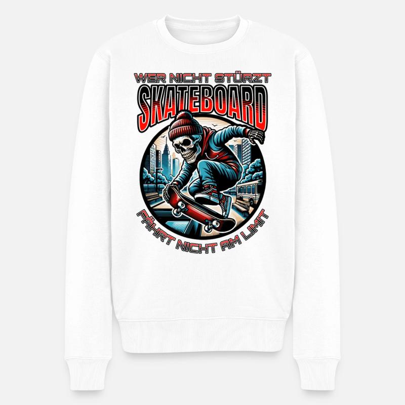 Skateboarder Skating Skateboard - Pull Premium bio Homme - blanc