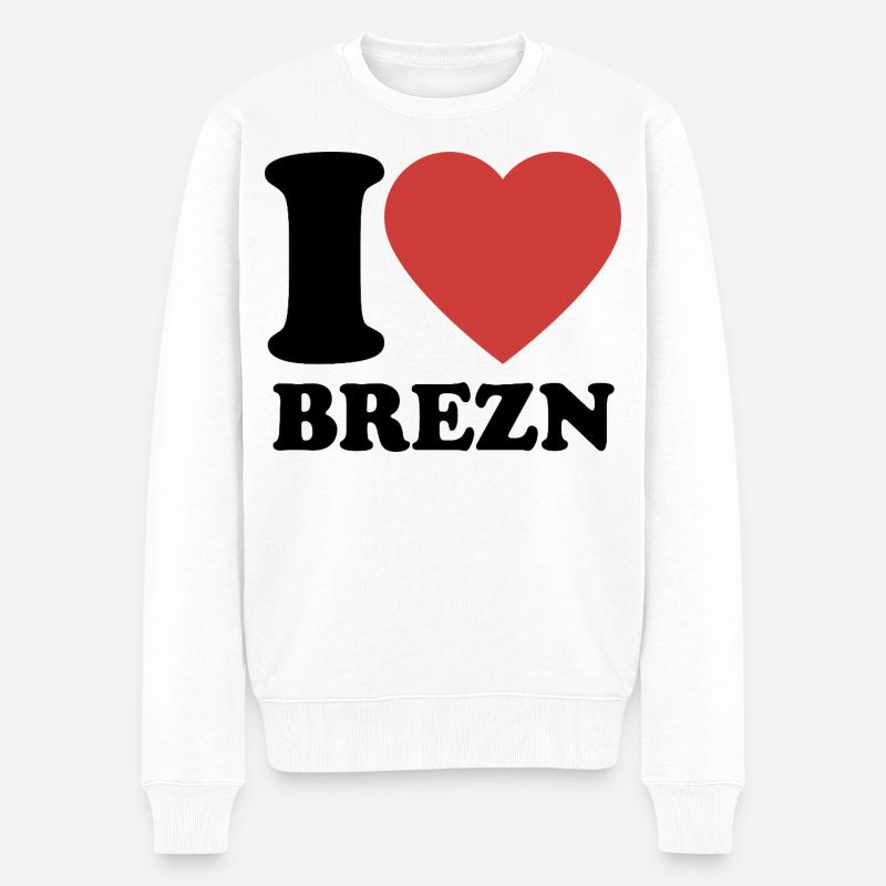 J’aime les bretzels - Coeur - Bretzel - Pull Premium bio Homme - blanc
