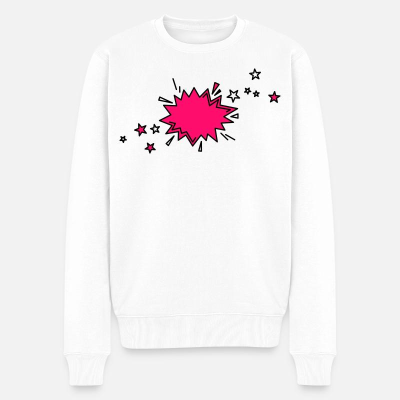 Comic Element in schwarz und pink - Männer Premium Bio Pullover - Weiß
