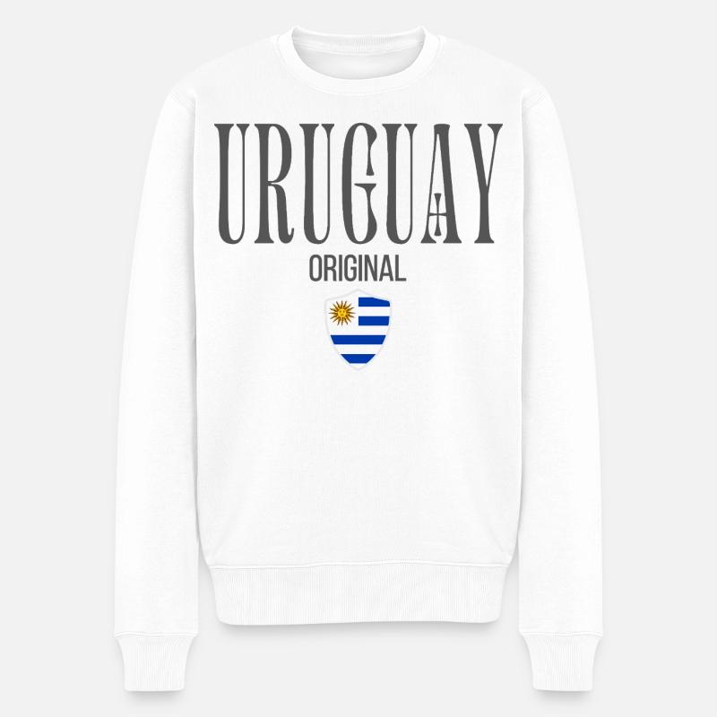 Drapeau uruguayen, j’adore l’Uruguay - Pull Premium bio Homme - blanc
