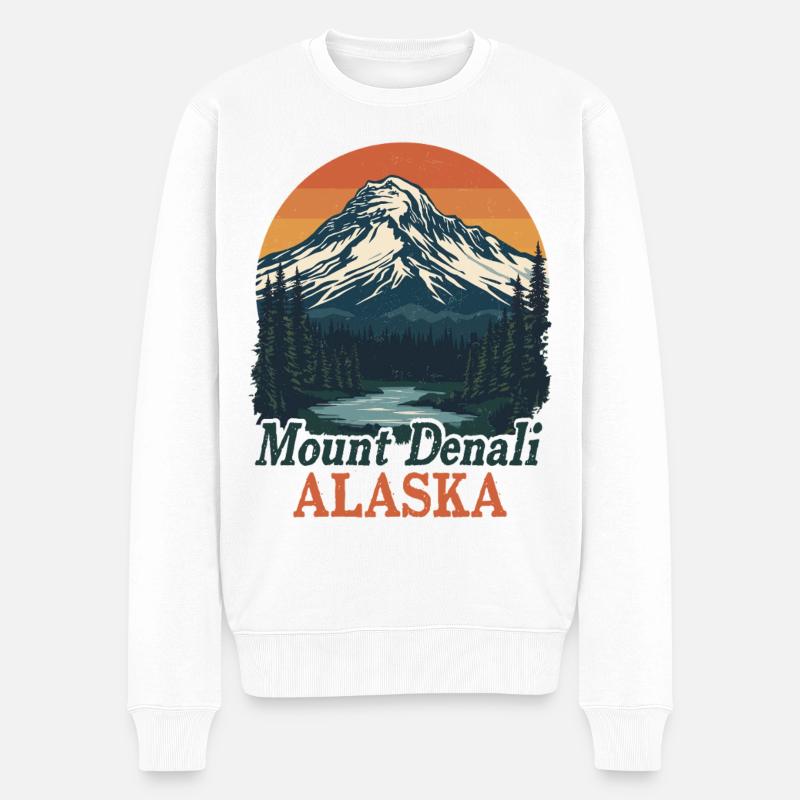 Denali Alaskas Berglandschaft - Männer Premium Bio Pullover - Weiß