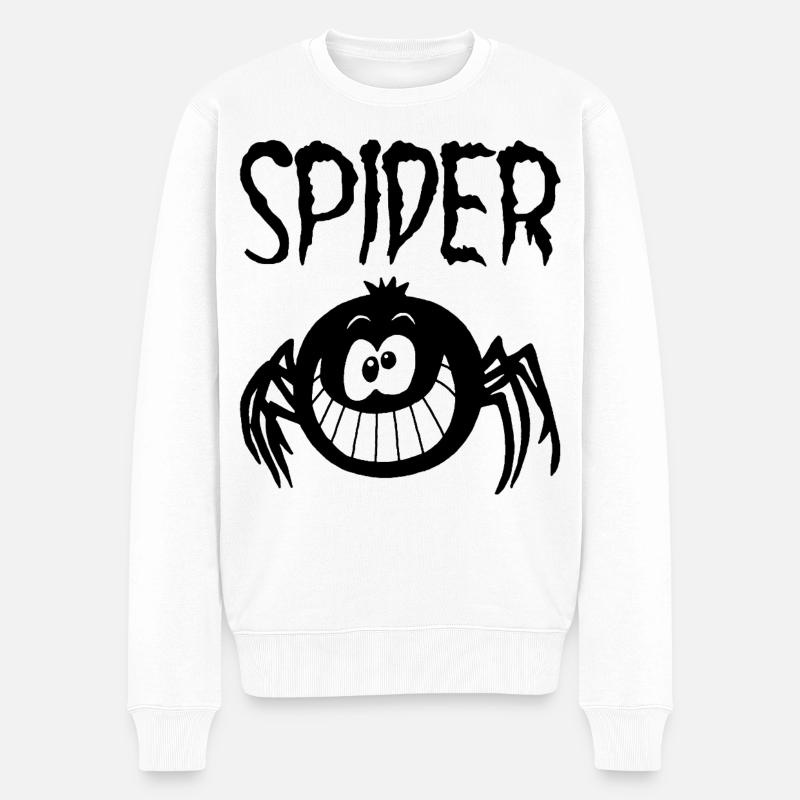 Die lächelnde schwarze Spinne - Männer Premium Bio Pullover - Weiß