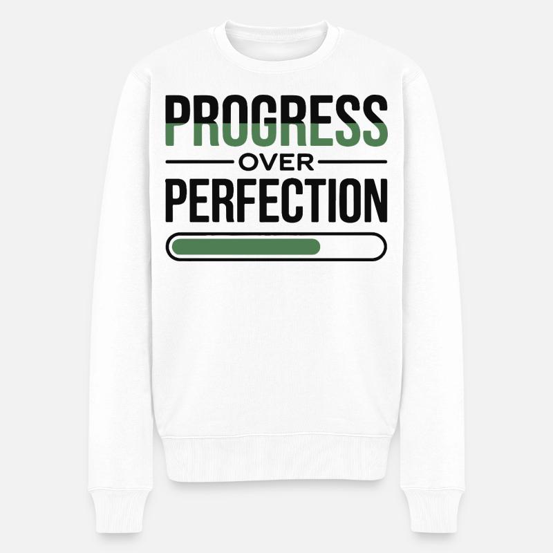 Fortschritt über Perfektion - Männer Premium Bio Pullover - Weiß