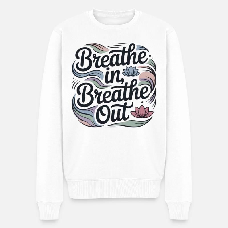 Boho Lotus Respirer Expirer - Pull Premium bio Homme - blanc