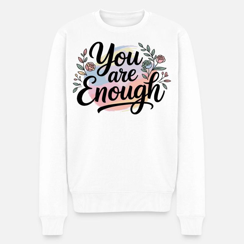 You are enough – Pastellblumen - Männer Premium Bio Pullover - Weiß