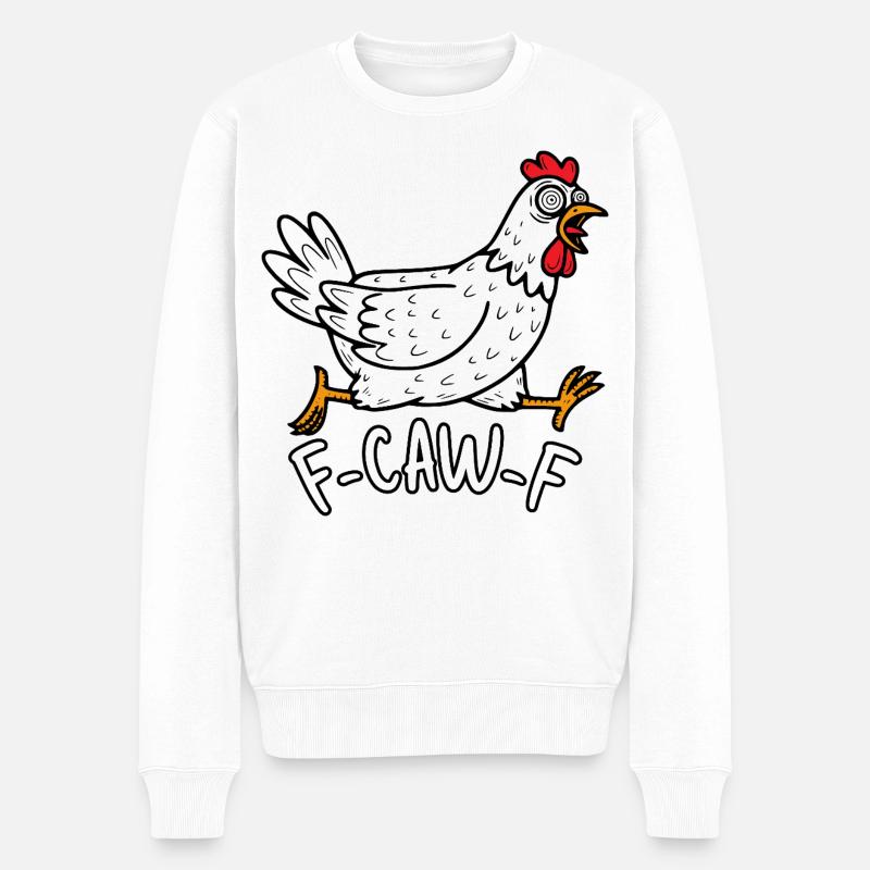 F-Caw-F Huhn - Männer Premium Bio Pullover - Weiß