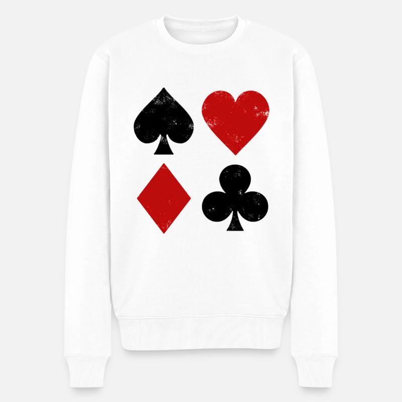 Spielkarten Geometrie - Männer Premium Bio Pullover - Weiß