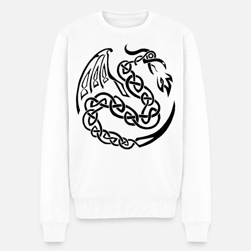 Schwarzer keltischer Drache - Männer Premium Bio Pullover - Weiß