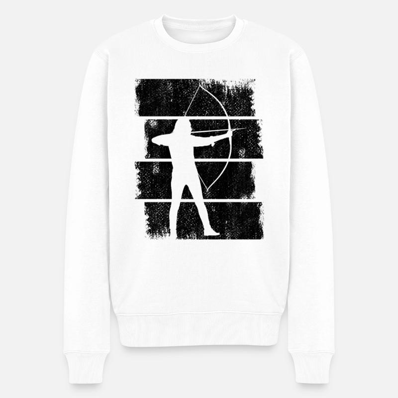 Dessin de tir à l’arc - Pull Premium bio Homme - blanc