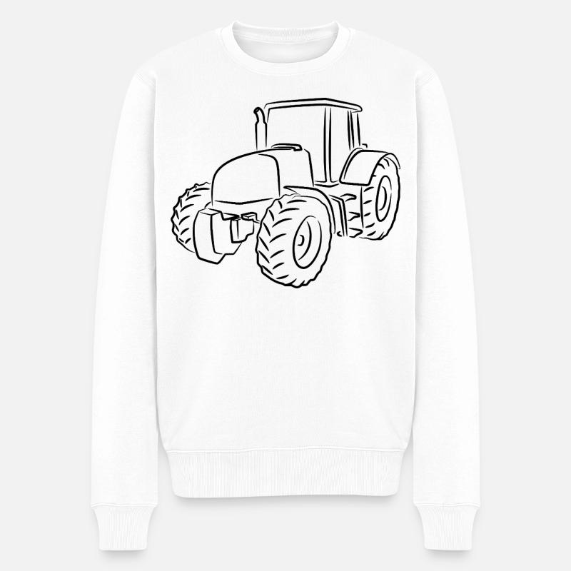 Traktor Zeichnung - Männer Premium Bio Pullover - Weiß