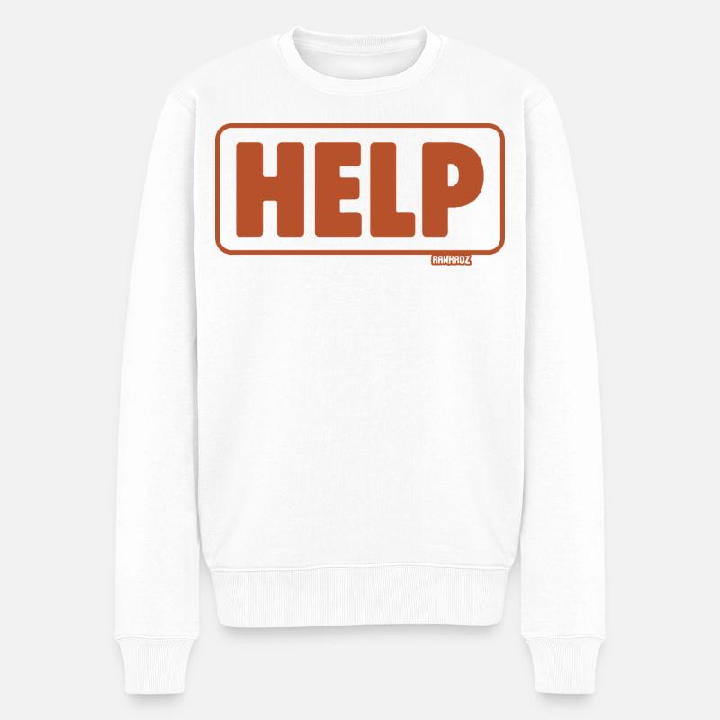 Notruf Schild Retro Design Hilfe - Männer Premium Bio Pullover - Weiß