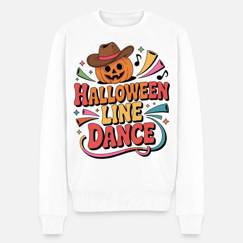 Halloween Line Dance - Männer Premium Bio Pullover - Weiß