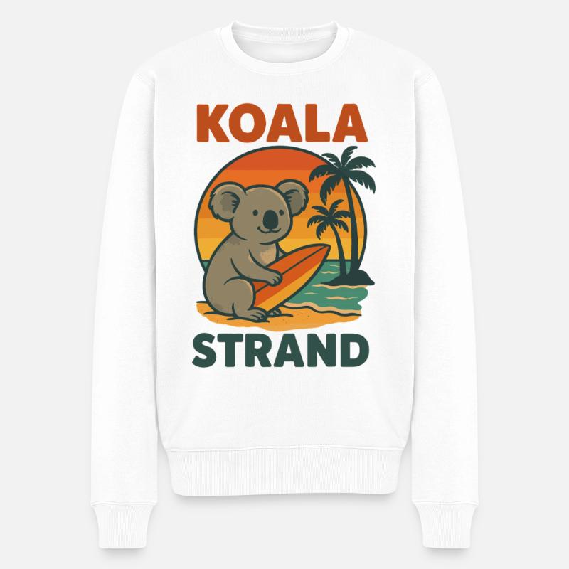 Koala Strand Surfing Surfer - Männer Premium Bio Pullover - Weiß
