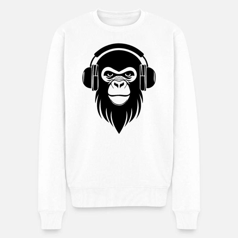 Affenkopf Graffiti Streetstyle Beat Edition Shirt - Männer Premium Bio Pullover - Weiß