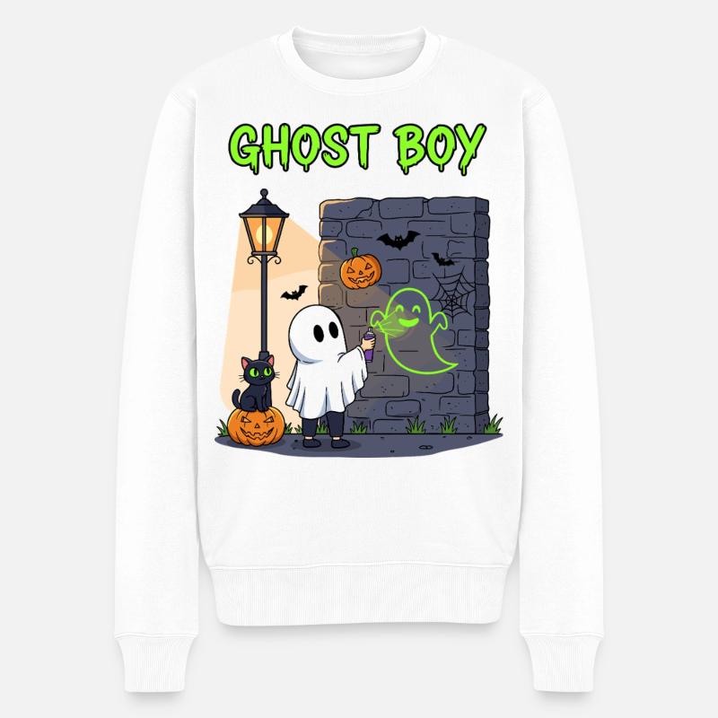 Ghost Boy Halloween Graffiti - Pull Premium bio Homme - blanc