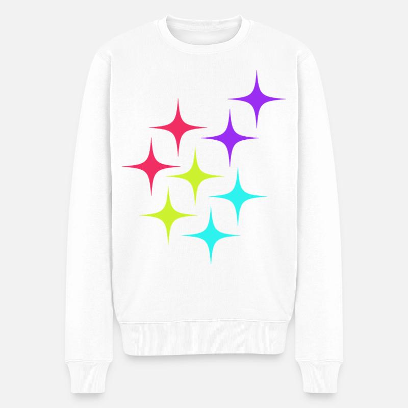 Bunte Sterne sparkle Muster - Männer Premium Bio Pullover - Weiß