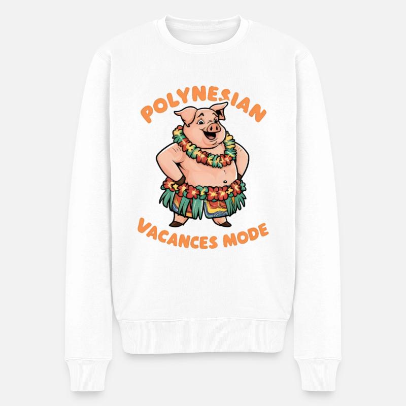 Polynesisch Urlaub Mode Exotisch Tropisch Stil - Männer Premium Bio Pullover - Weiß