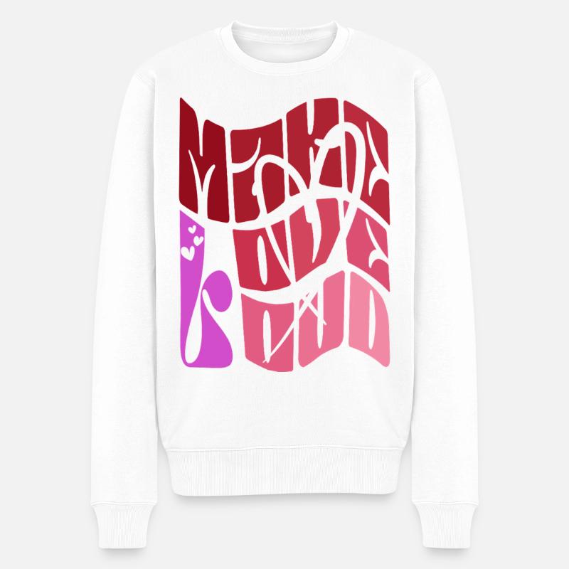 Make Love Loud - Retro 70er - Männer Premium Bio Pullover - Weiß