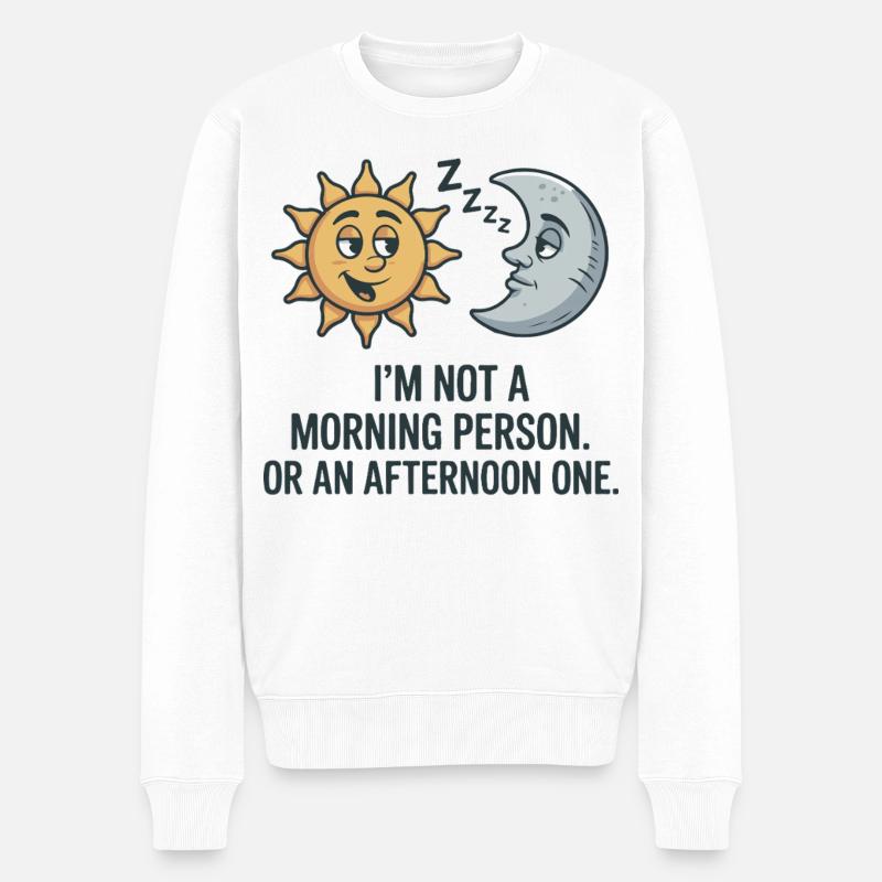 Matin Grouch Soleil Lune Dicton - Pull Premium bio Homme - blanc