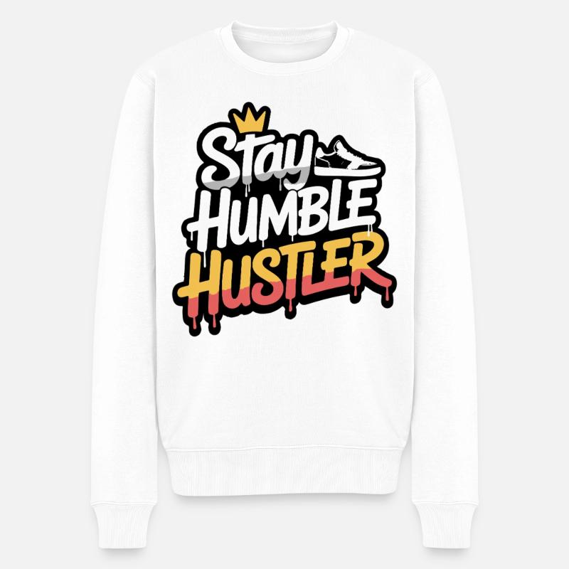 Stay Humble Hustler Graffiti - Pull Premium bio Homme - blanc