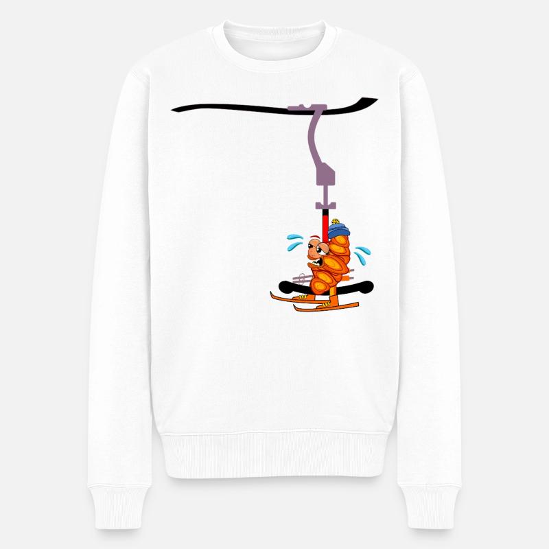 SKILIFT SKIFAHREN HAMBURGER FRANZBRÖTCHEN - Männer Premium Bio Pullover - Weiß