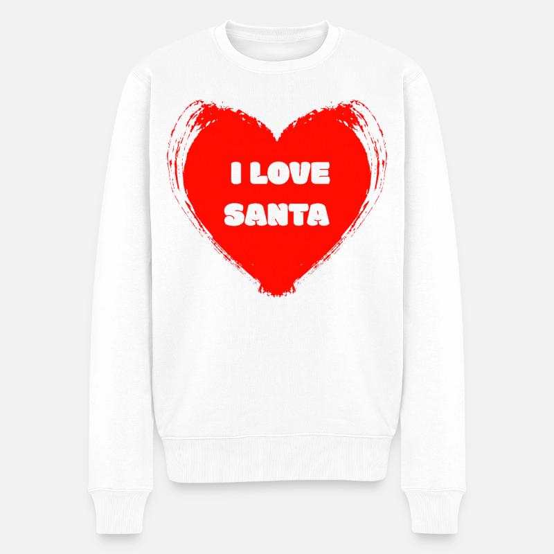 Herzdesign: I Love Santa - Männer Premium Bio Pullover - Weiß